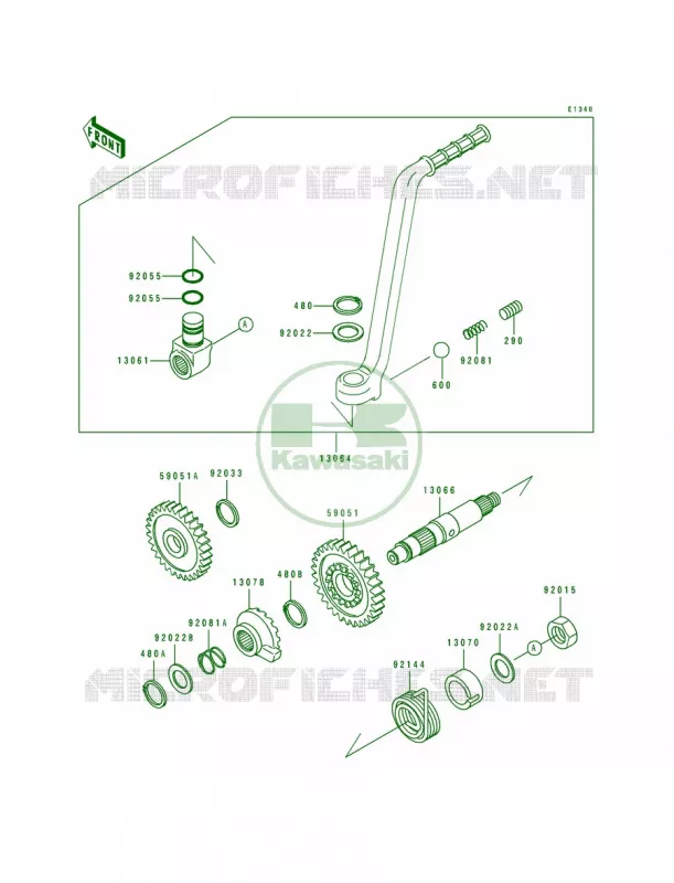 Kickstarter Mechanism Kawasaki MOTOS 250 1992 KDX250  KDX250-D2