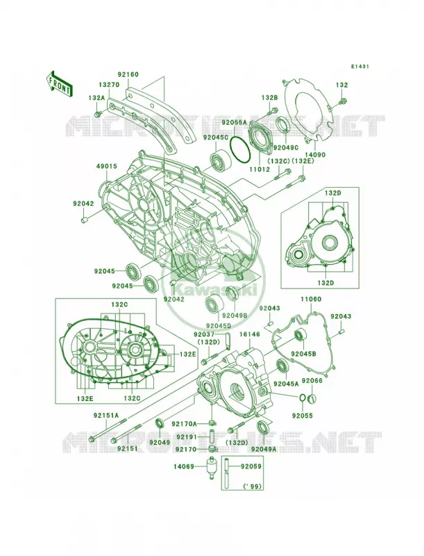 Engine Covers Kawasaki QUAD 400 2000 Prairie 400  KVF400-D2