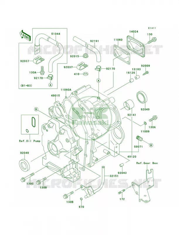 Crankcase Kawasaki MULE 620 2007 MULE 2520 TURF  KAF620-B2