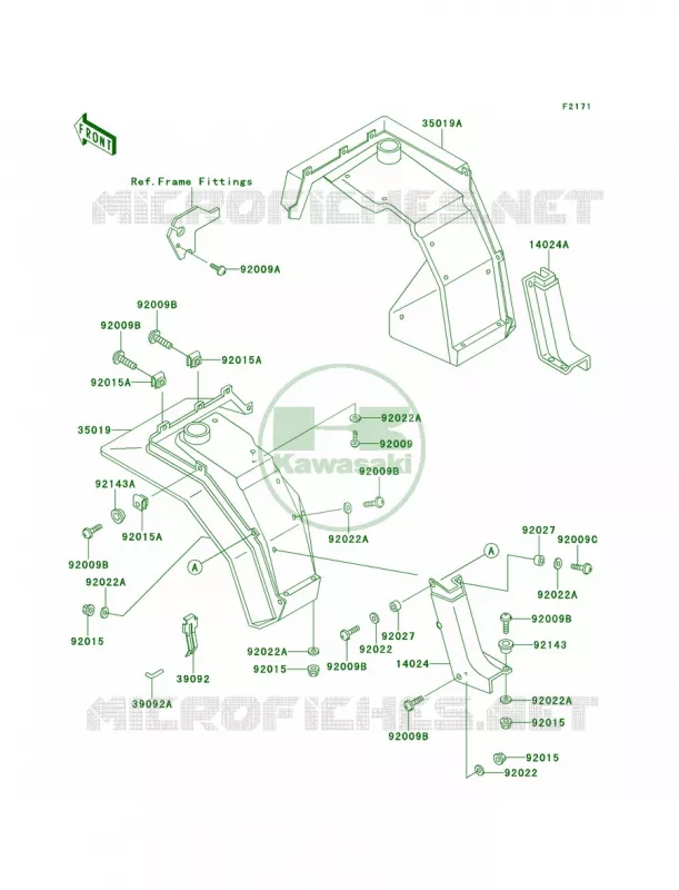 Front Fenders Kawasaki MULE 620 2007 MULE 2520 TURF  KAF620-B2