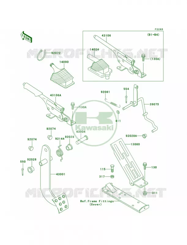 Brake PedalThrottle Lever Kawasaki MULE 620 2007 MULE 2520 TURF  KAF620-B3