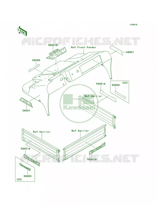 DecalsRedKAF300-C3C4C5 Kawasaki MULE 300 2007 MULE 550  KAF300-C1