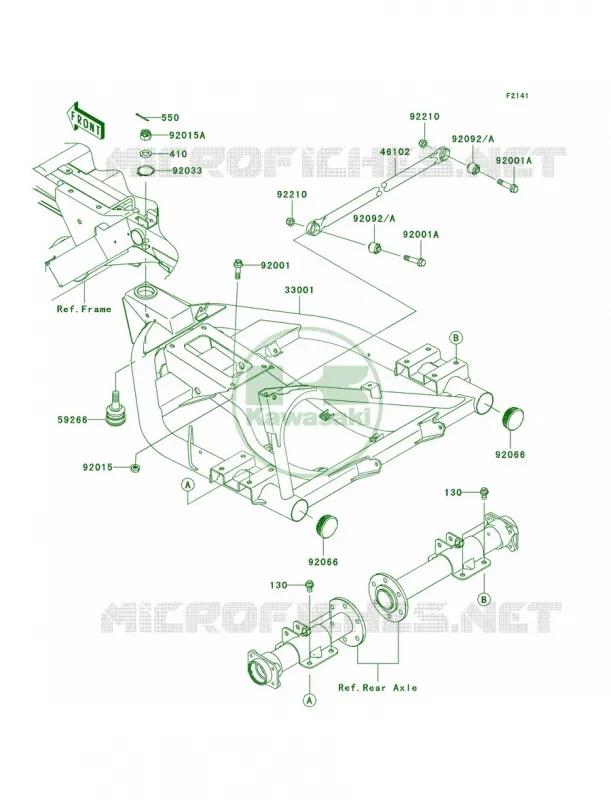 Swingarm Kawasaki MULE 400 2008 MULE 610 4X4 HARDWOODS GREEN HD  KAF400C8F