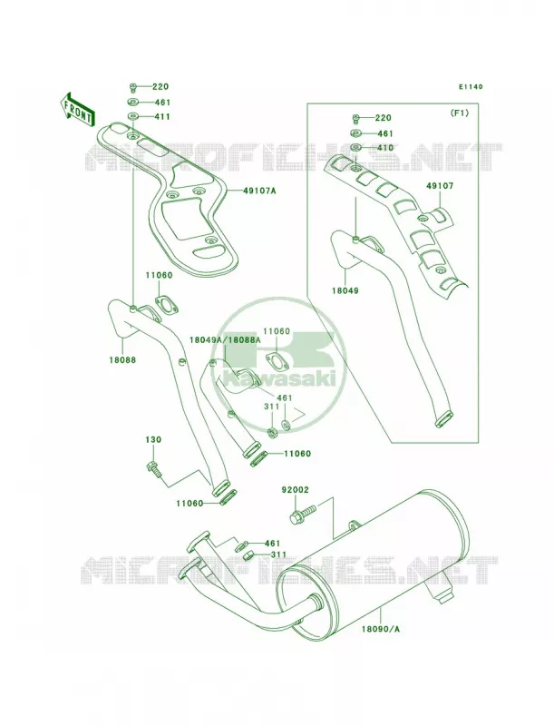 Mufflers Kawasaki MULE 620 2007 MULE 3020 TURF  KAF620-F1