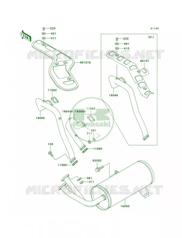 Mufflers Kawasaki MULE 620 2007 MULE 3000  KAF620-G1