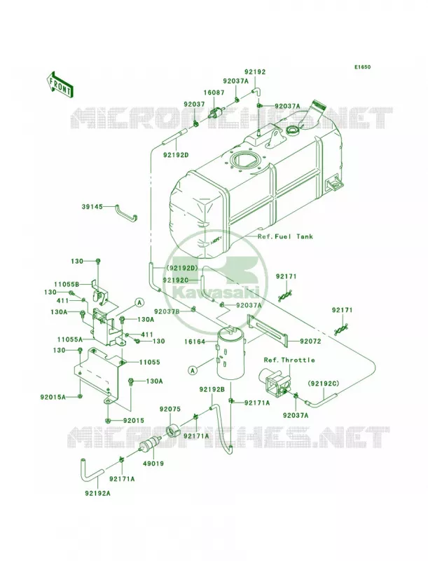 Fuel Evaporative SystemCA Kawasaki MULE 620 2010 MULE 4010 TRANS4X4  KAF620RAFA