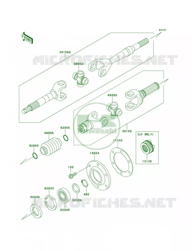 Drive Shaft-Rear Kawasaki MULE 620 2009 MULE 4010 TRANS4X4 HARDWOODS GREEN HD  KAF620S9F