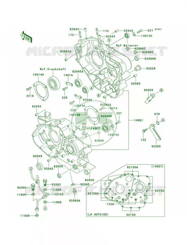 Crankcase Kawasaki MOTOS 650 2002 KLR650  KL650-A16