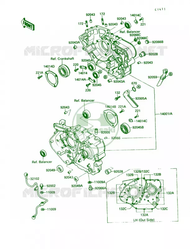 Crankcase Kawasaki MOTOS 650 1991 KLR650  KL650-A5