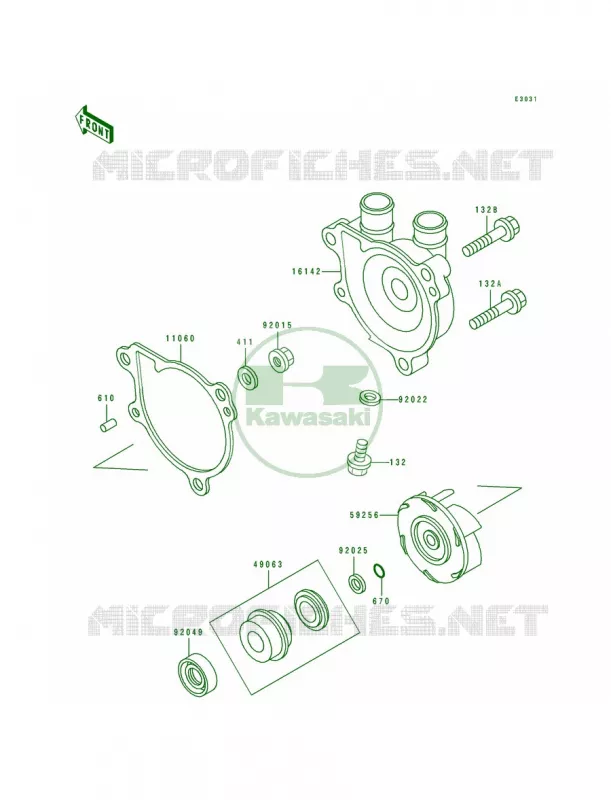 Water Pump Kawasaki MOTOS 650 1991 Tengai  KL650-B3