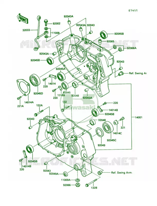 Crankcase Kawasaki MOTOS 250 1990 KLR250  KL250-D7