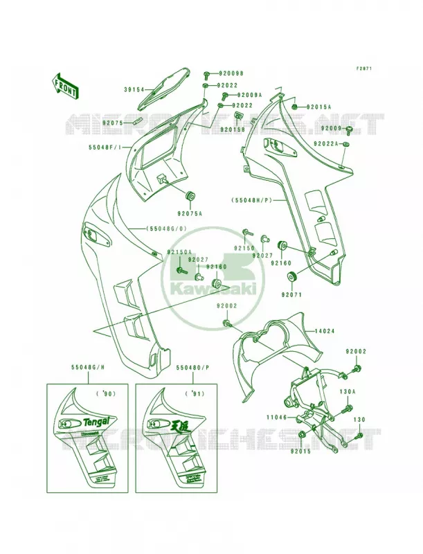 Cowling Kawasaki MOTOS 650 1990 Tengai  KL650-B2