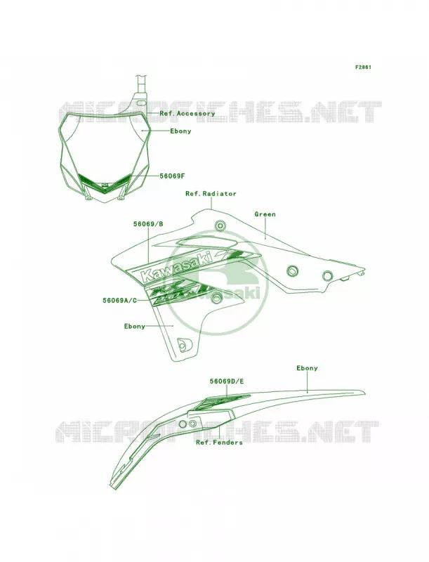DecalsZDF Kawasaki MOTOS 250 2013 KX250F  KX250ZDF