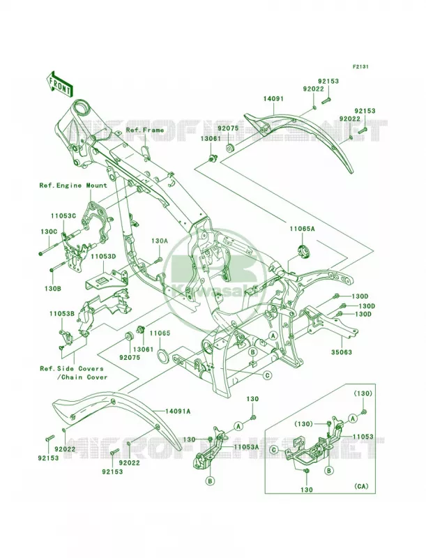 Frame Fittings Kawasaki MOTOS 2000 2009 Vulcan 2000  VN2000G9F