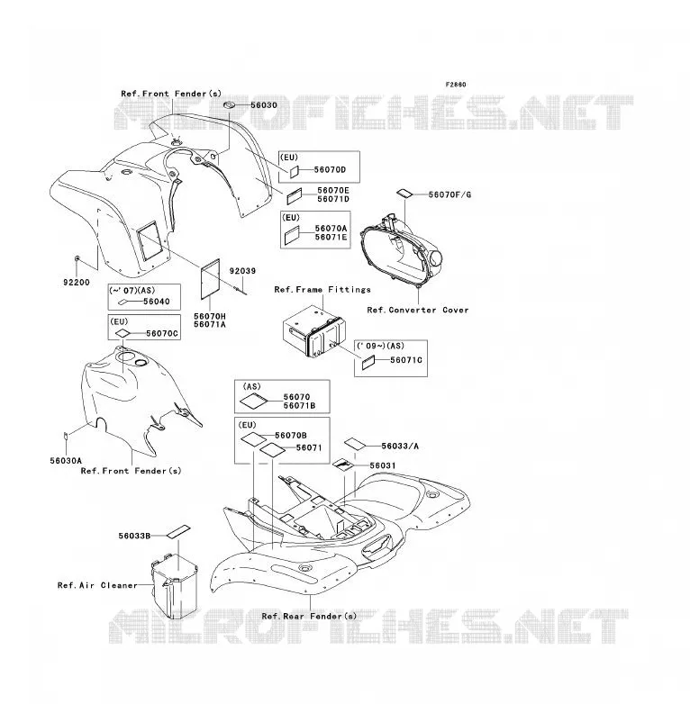 LABELS Kawasaki QUAD 360 2009 KVF360  KVF360B9F