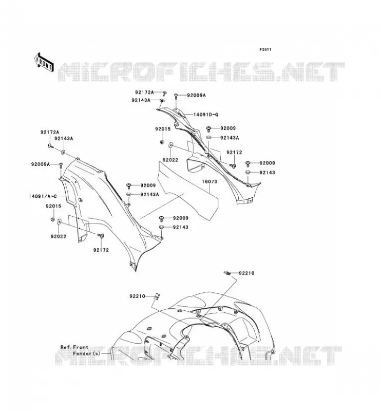 SIDE COWLING Kawasaki QUAD 650 2012 KVF650 4X4I  KVF650FCF