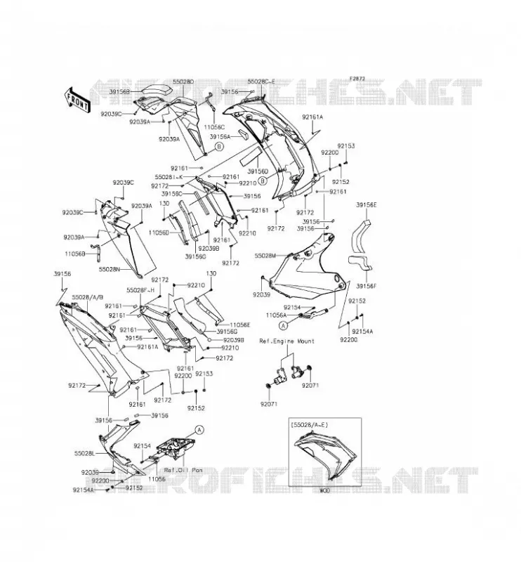LOWER COWLING Kawasaki MOTOS 650 2012 ER-6F  EX650ECF