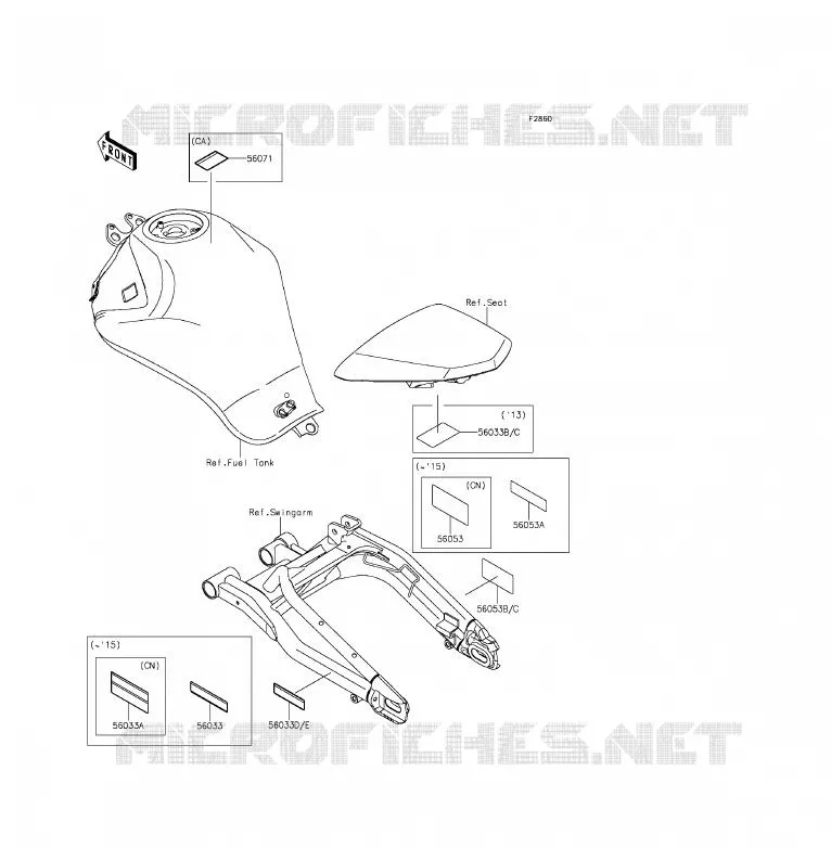 LABELS Kawasaki MOTOS 650 2013 ER-6F ABS  EX650FDS