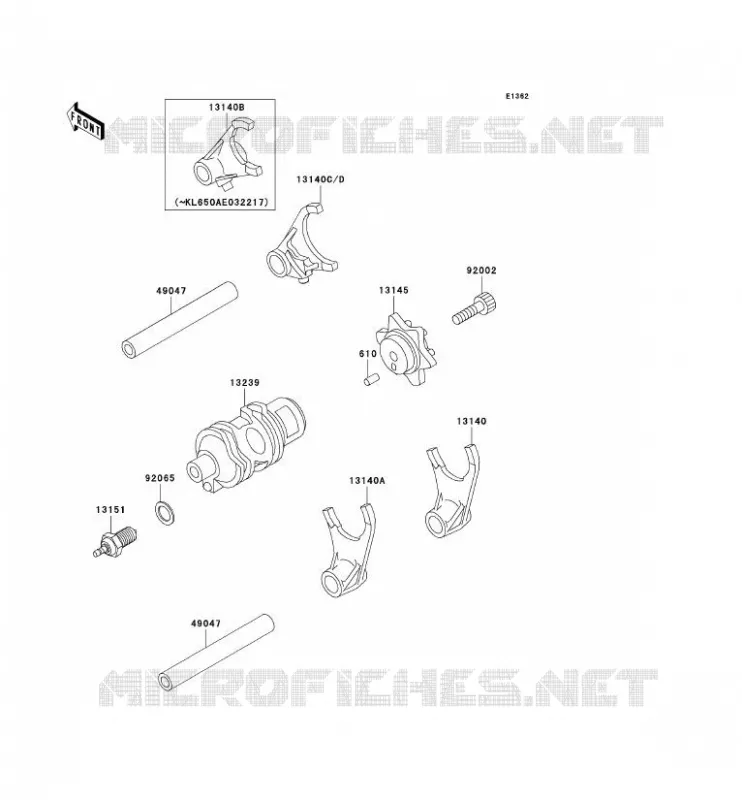 GEAR CHANGE DRUM - SHIFT FORKS Kawasaki MOTOS 650 1999 KLR650  KL650-A13