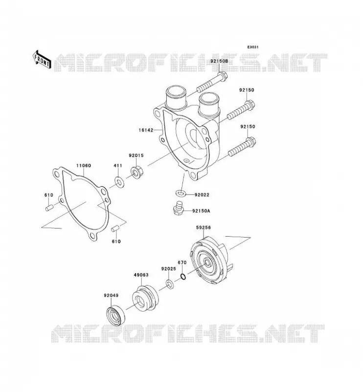WATER PUMP Kawasaki MOTOS 650 2008 KLR650  KL650E8F