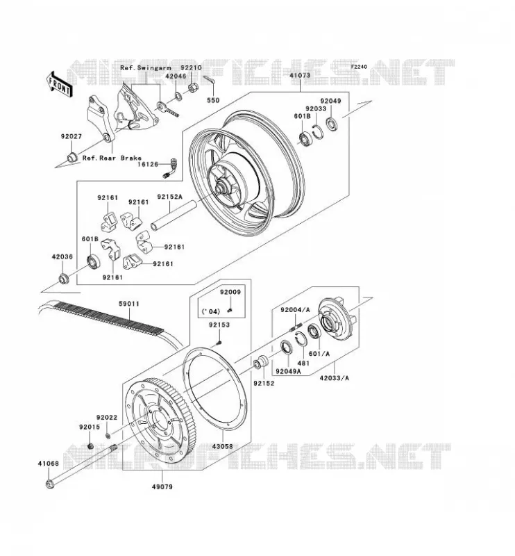 REAR WHEEL - CHAIN Kawasaki MOTOS 2000 2005 VN2000  VN2000-A2