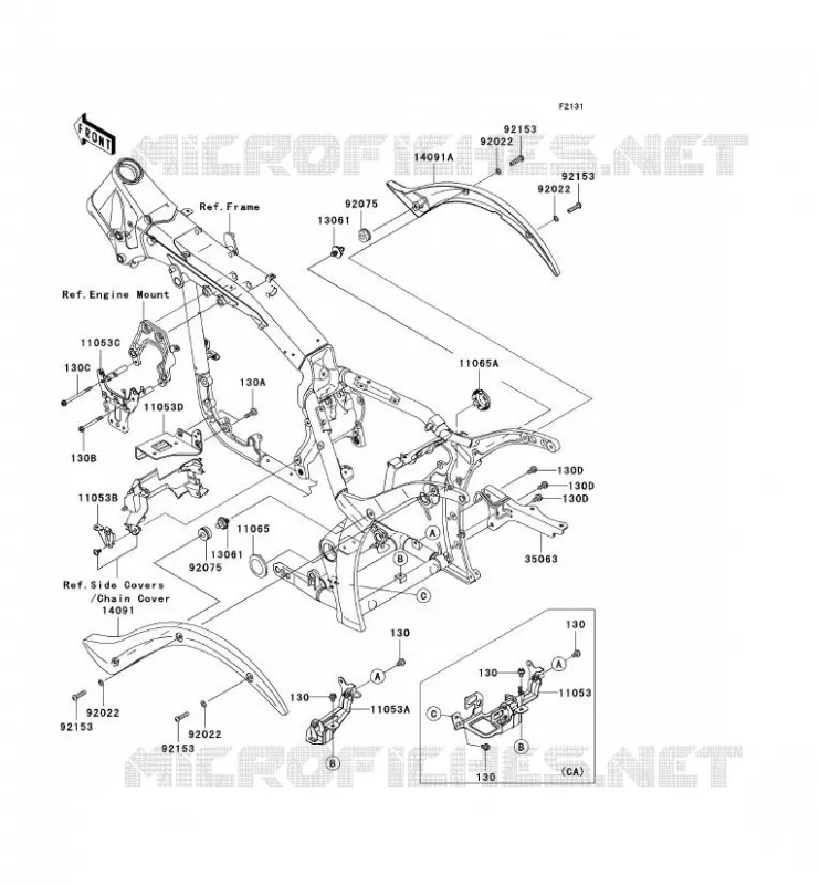 FRAME PARTS (COUVERTURE) Kawasaki MOTOS 2000 2006 VN2000 LIMITED  VN2000D6F