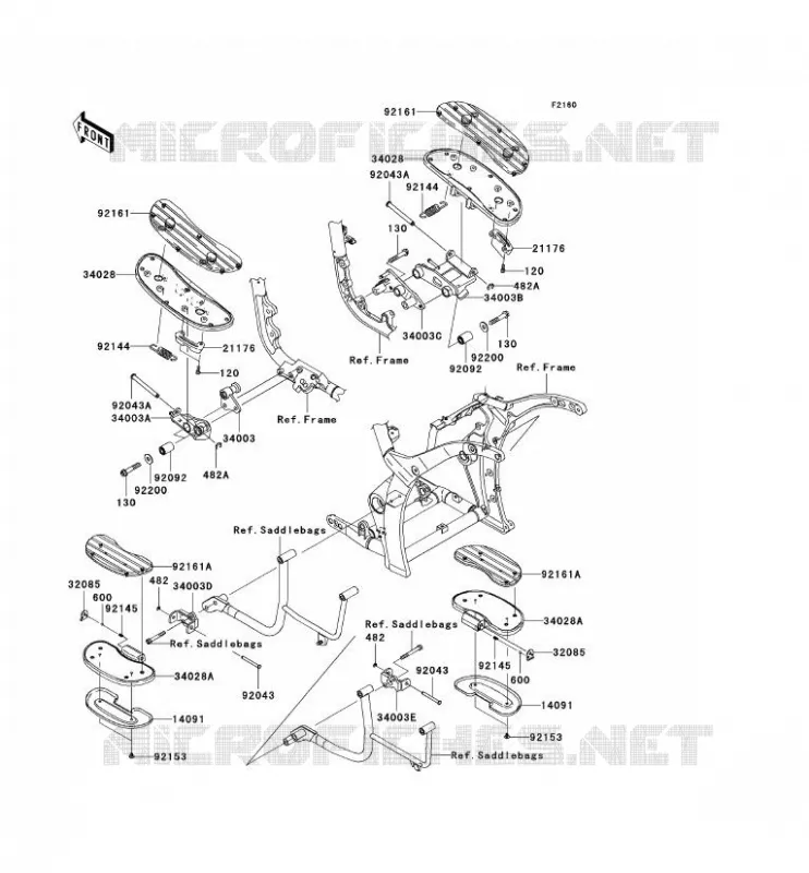 FOOTREST Kawasaki MOTOS 2000 2010 VN2000 CLASSIC LT  VN2000JAF