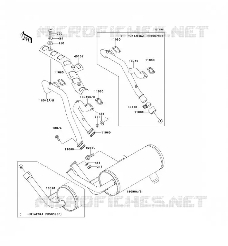 EXHAUST Kawasaki SSV 620 no_year MULE 2510  KAF620-A5