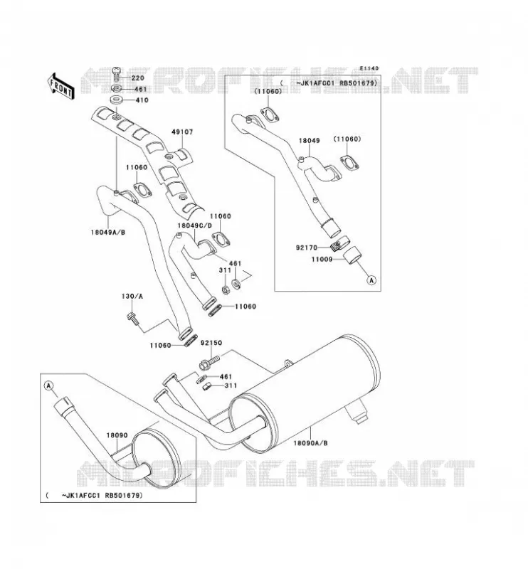 EXHAUST Kawasaki SSV 620 no_year MULE 2500  KAF620-C2