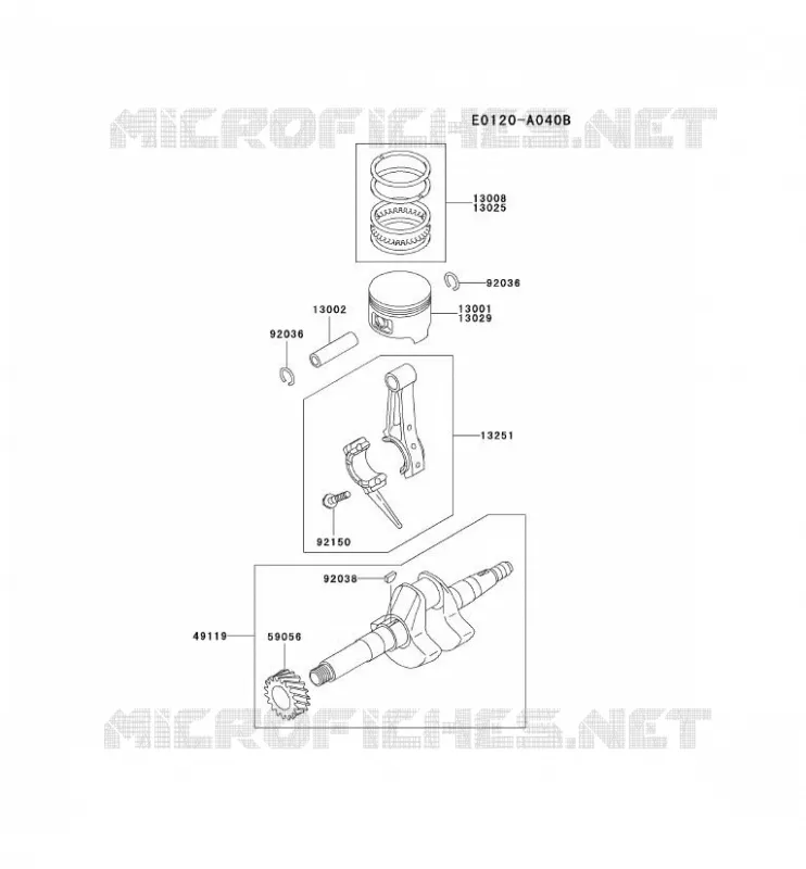 PISTON/CRANKSHAFT Kawasaki Gardiennage HC HC050A KWN20A  HC050A-AS01