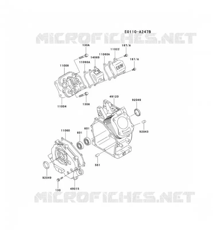 CYLINDER HEAD/CRANKCASE Kawasaki Gardiennage HD HD050A KWS20A  HD050A-AS50