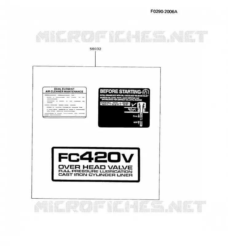 LABELS Kawasaki Petits Moteurs FC FC420V FC MOTORS  FC420V-AS10
