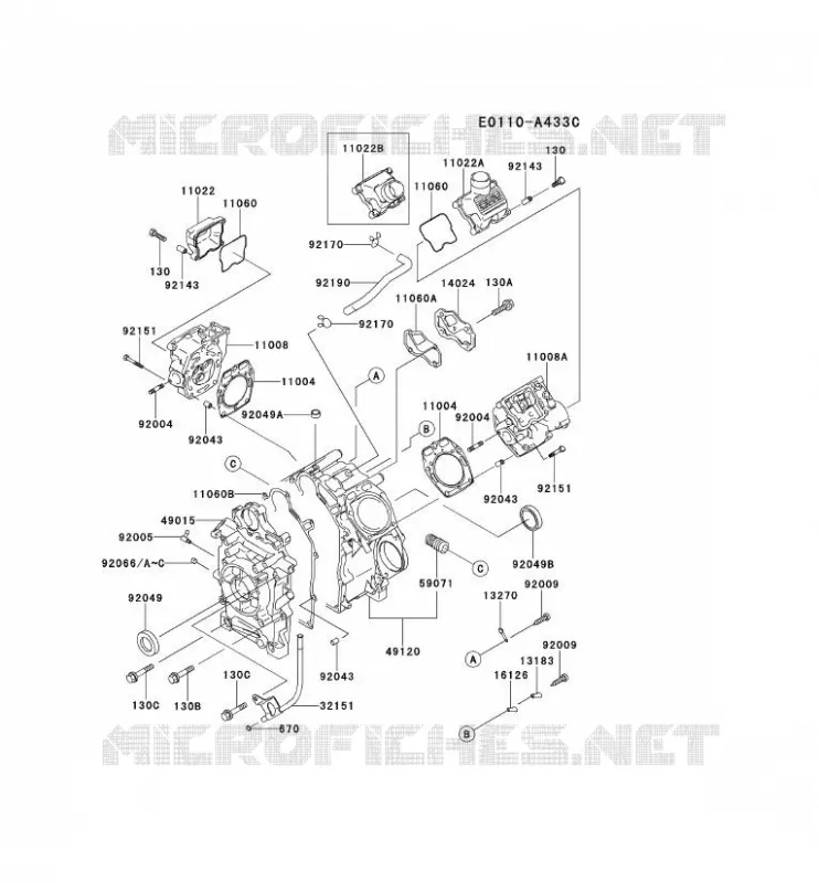 CYLINDER HEAD/CRANKCASE Kawasaki Petits Moteurs FD FD501D FD MOTORS  FD501D-GS00