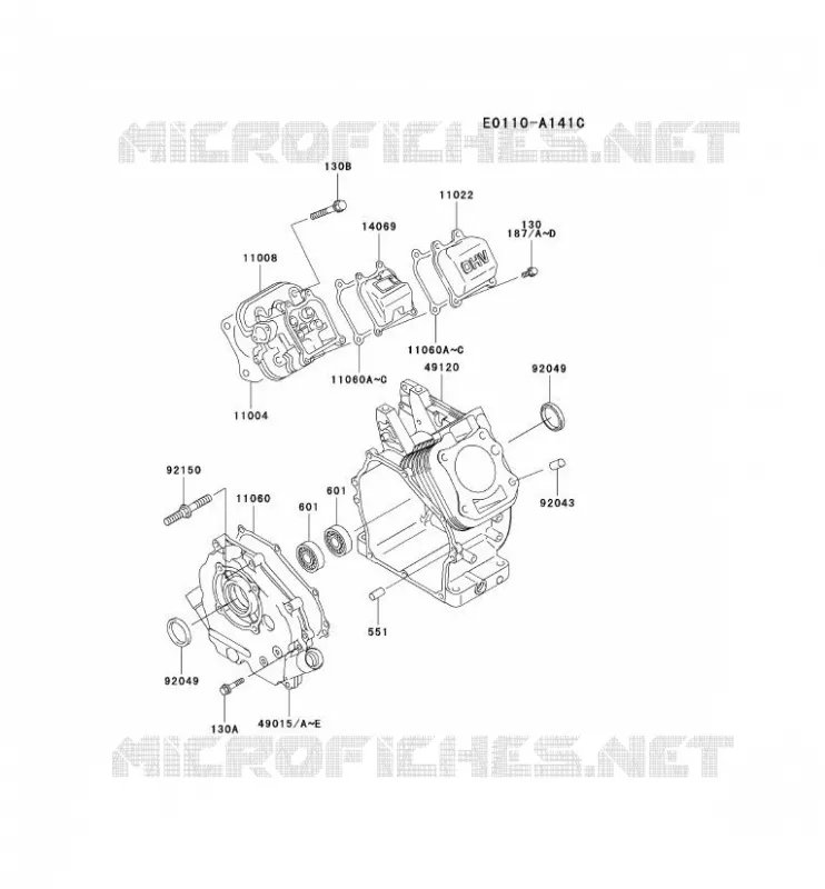 CYLINDER HEAD/CRANKCASE Kawasaki Petits Moteurs FE FE120D FE MOTORS  FE120D-ES02