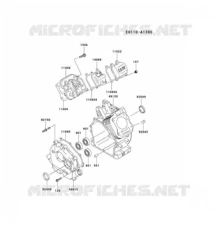 CYLINDER HEAD/CRANKCASE Kawasaki Petits Moteurs FE FE120G FE MOTORS  FE120G-CS03