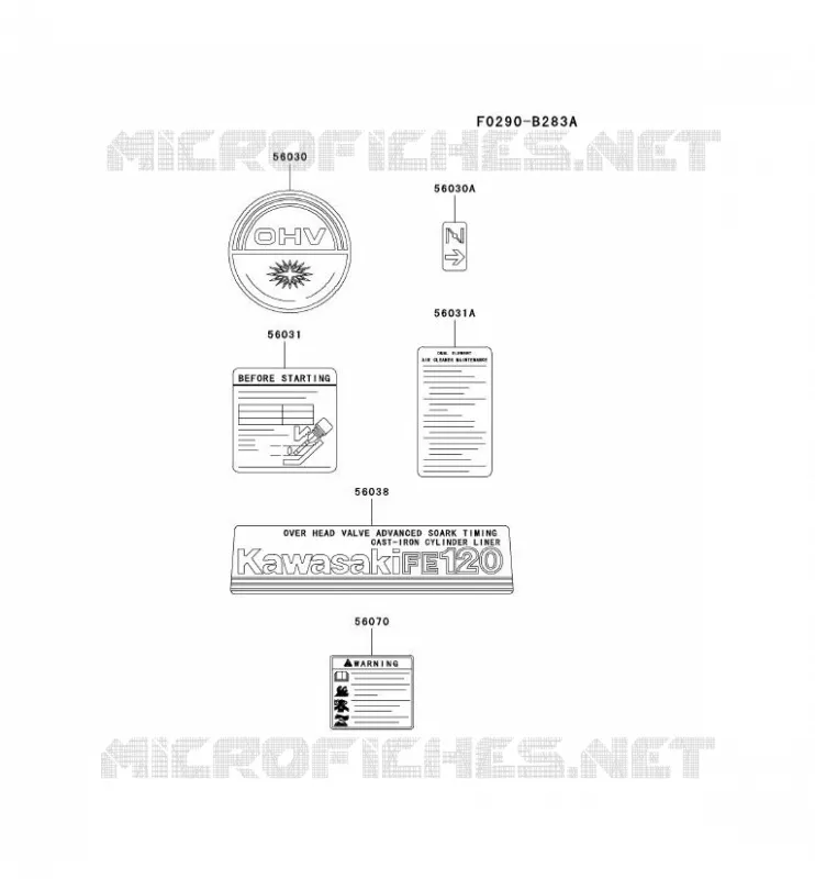 LABELS Kawasaki Petits Moteurs FE FE120G FE MOTORS  FE120G-CS03