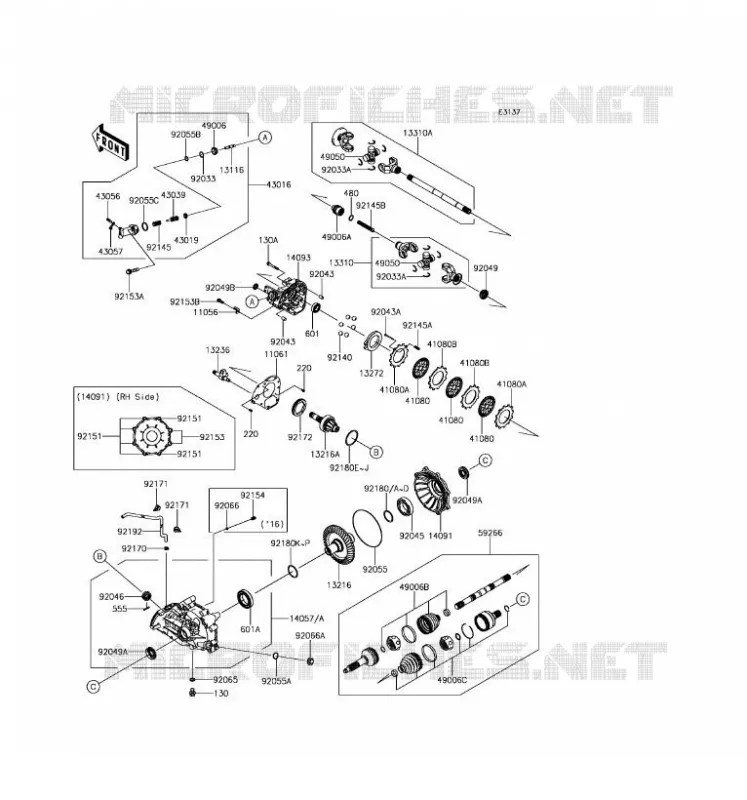 DRIVE SHAFT(ARRI&Egrave;RE) Kawasaki SSV 800 2017 TERYX 4 LE  KRT800GHF