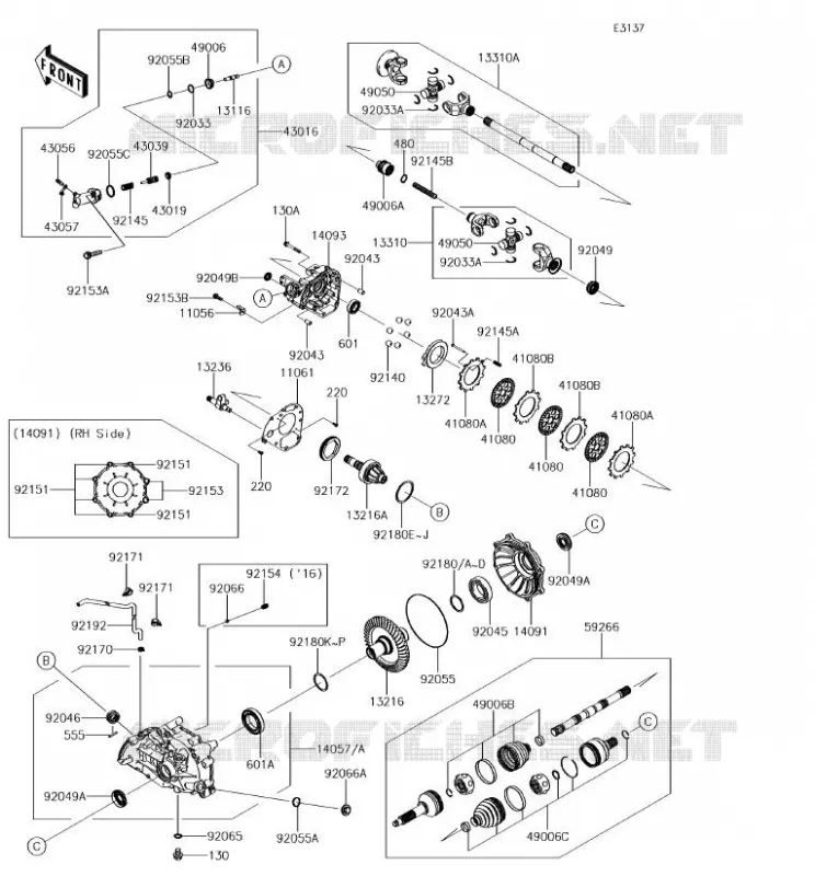 DRIVE SHAFT(ARRI&Egrave;RE) Kawasaki SSV 800 2018 TERYX  KRF800HJF