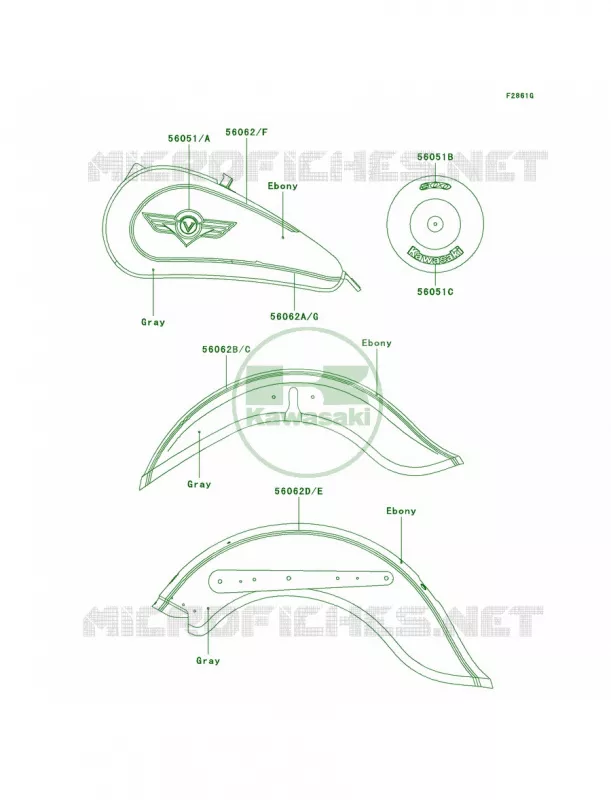 DecalsEbonyGrayVN800-B4 Kawasaki MOTOS 800 1999 Vulcan 800 Classic  VN800-B4