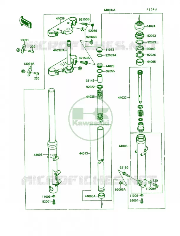 Front Fork Kawasaki MOTOS 1500 1991 Vulcan 88  VN1500-A5