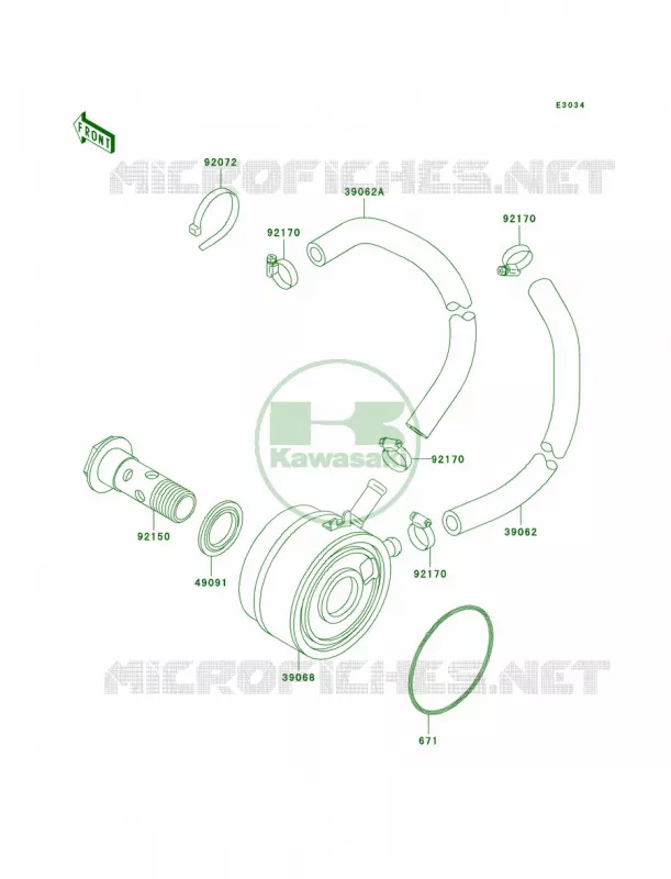 Oil Cooler Kawasaki MOTOS 750 2003 Ninja ZX-7R  ZX750-P8