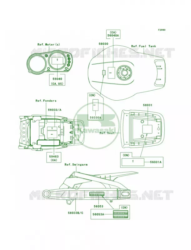 Labels Kawasaki MOTOS 900 2003 Ninja ZX-9R  ZX900-F2