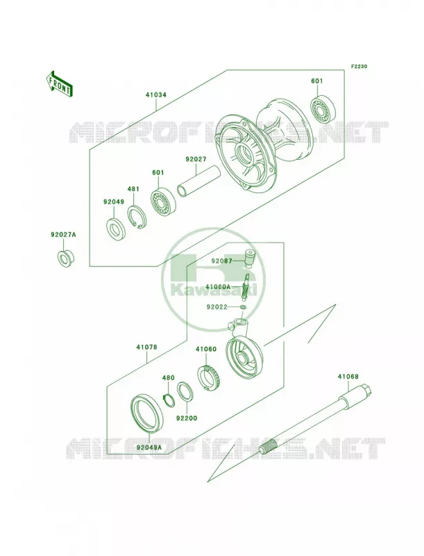 Front Hub Kawasaki MOTOS 200 2001 KDX200  KDX200-H7