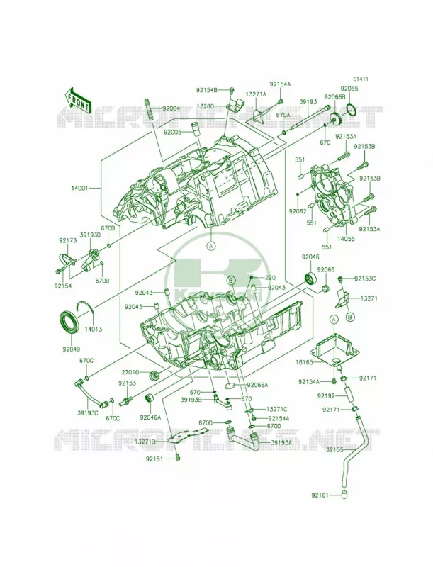 Crankcase Kawasaki MOTOS 650 2014 Ninja 650 ABS  EX650FEF