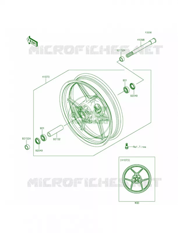 Front Hub Kawasaki MOTOS 800 2014 ZR800  ZR800AEF
