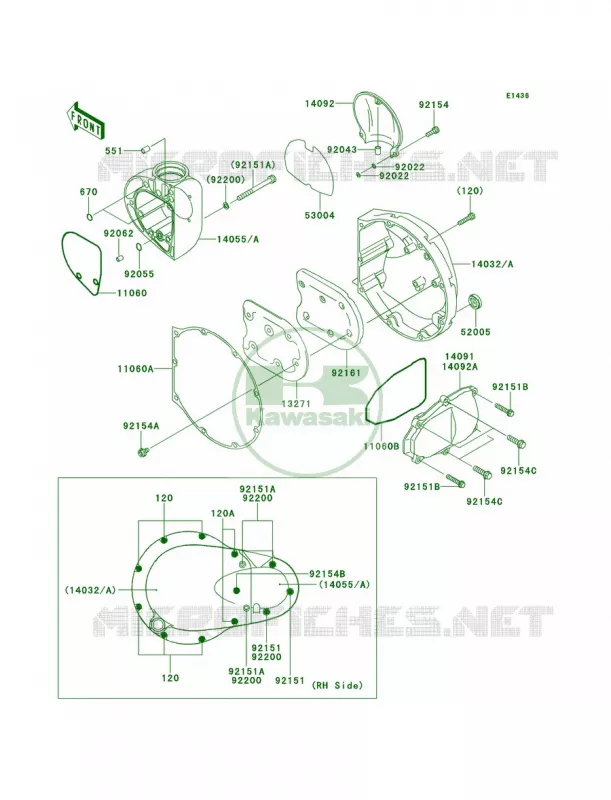 Right Engine Covers Kawasaki MOTOS 800 2013 W800   EJ800ADF