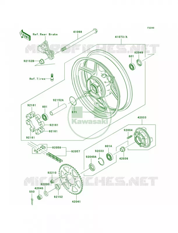 Rear Hub Kawasaki MOTOS 650 2009 Versys   KLE650A9F