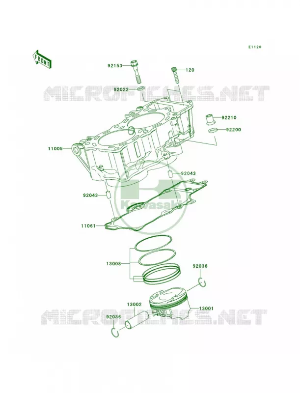 CylinderPistons Kawasaki MOTOS 650 2008 Versys   KLE650A8F