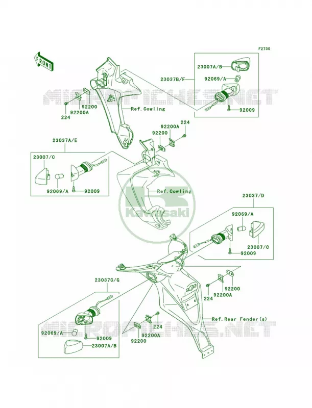 Turn Signals Kawasaki MOTOS 650 2007 Versys   KLE650A7F