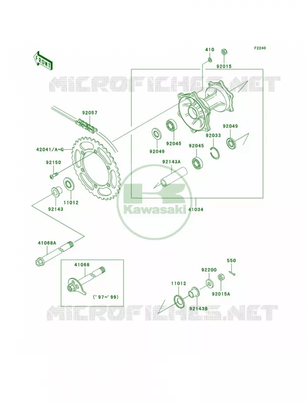 Rear Hub Kawasaki MOTOS 300 1998 KLX300R  KLX300-A3